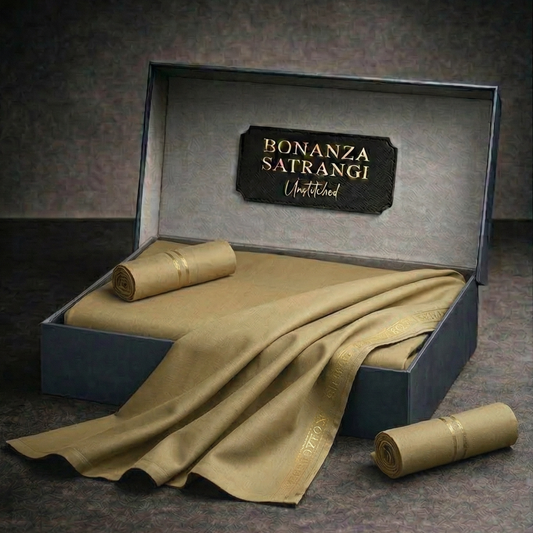Bonanza Satrangi unstitched men's Cotton Suit |Beige