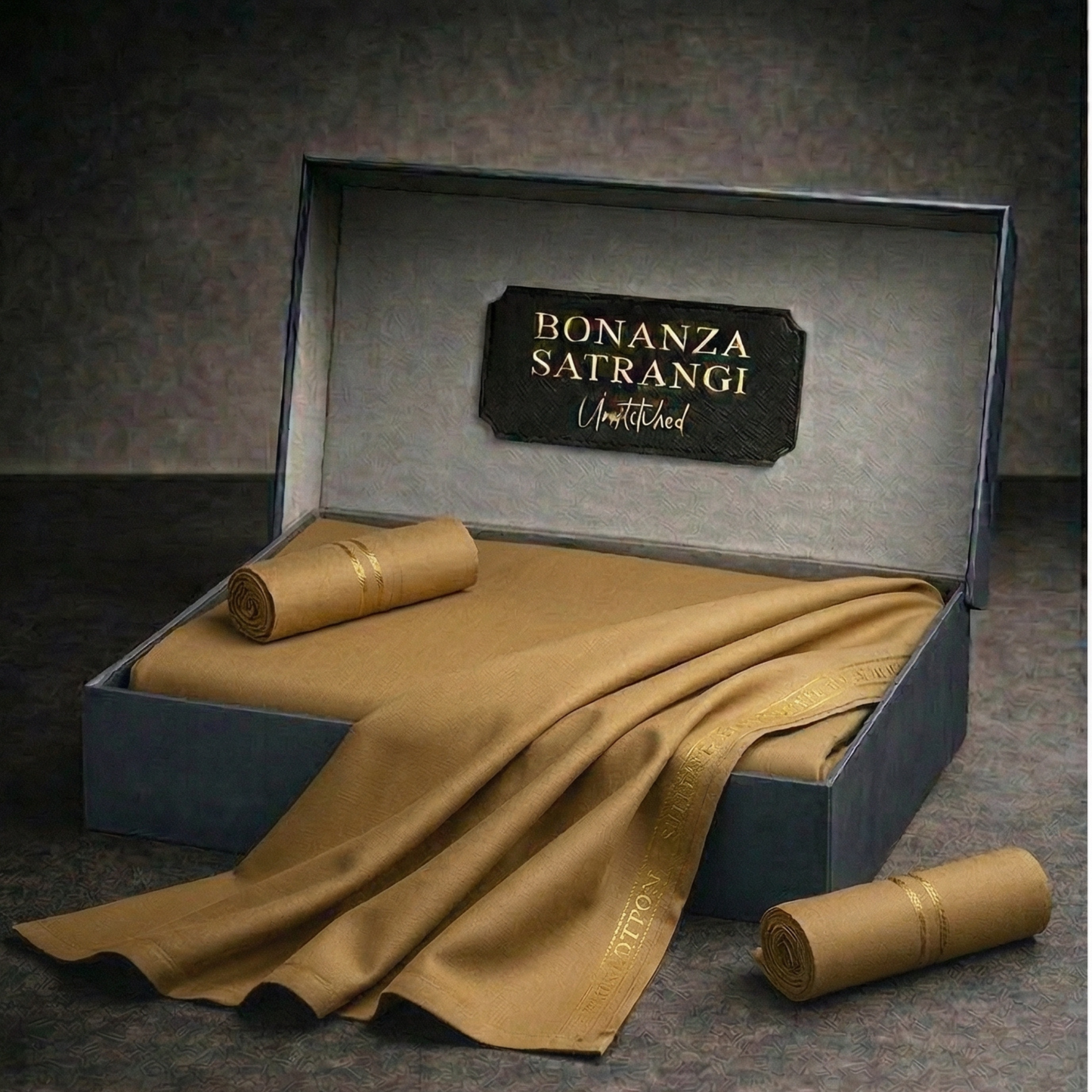 Bonanza Satrangi unstitched men's Cotton Suit | Golden Brown.