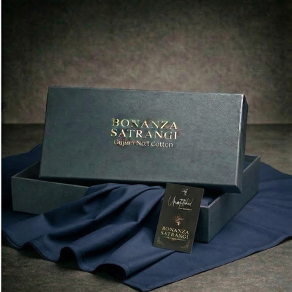 Bonanza Satrangi unstitched men's Cotton Suit |Navy Blue