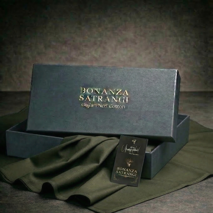 Bonanza Satrangi unstitched men's Cotton Suit | Forest green