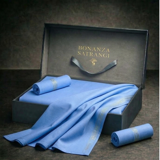 Bonanza Satrangi unstitched men's Cotton Suit |Sky Blue