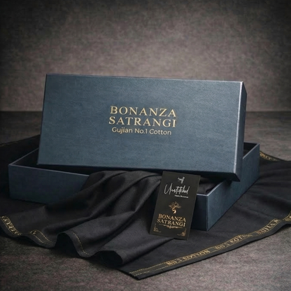Bonanza Satrangi unstitched men's Cotton Suit |Black