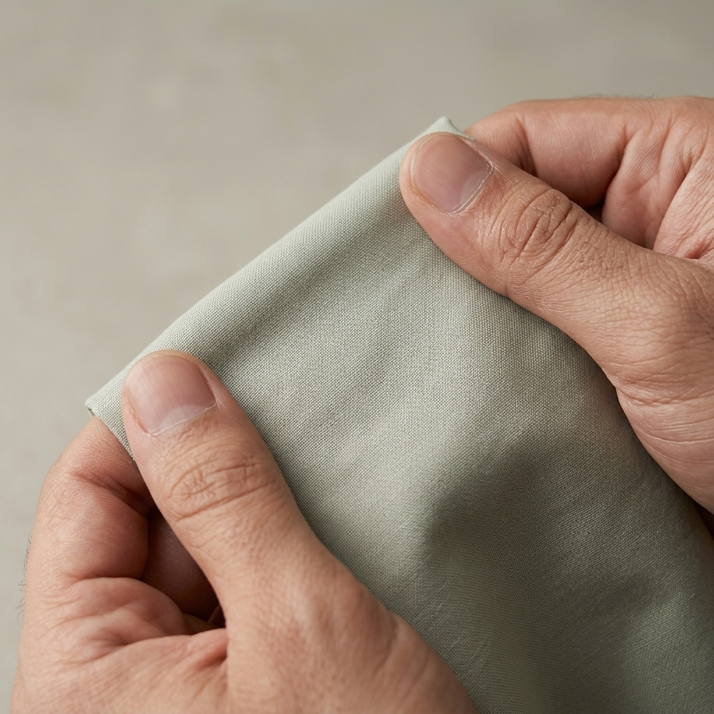 Close up of Khaadi wash and wear plain fabric texture and weave